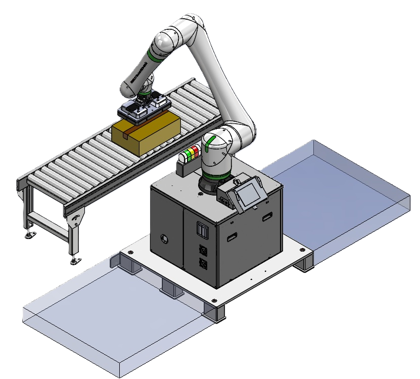 移動式ティーチングレス協働ロボットパレタイザー（メーカー：ウイスト）